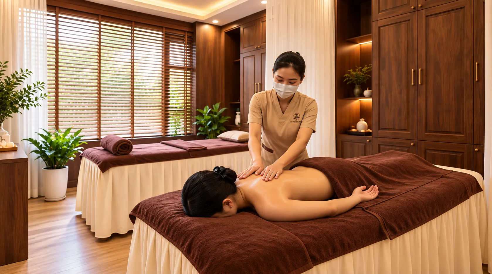 Nhân viên An Thọ Đường đang thực hiện trị liệu